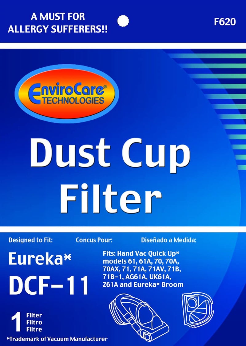 EnviroCare Replacement Premium Dust Cup Vacuum Filters Designed to Fit Eureka DCF-11 Handheld Vacuums, 2 Filters